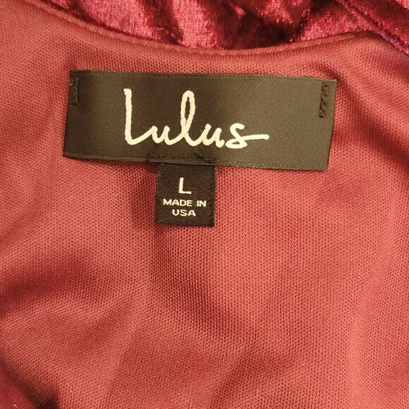 Lulu's Totally Obsessed Burgundy Velvet Slip Open Back Mini Dress L - Picture 11 of 13